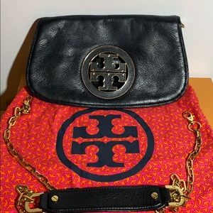 Tory Burch Black Gold Amanda Clutch Crossbody Bag